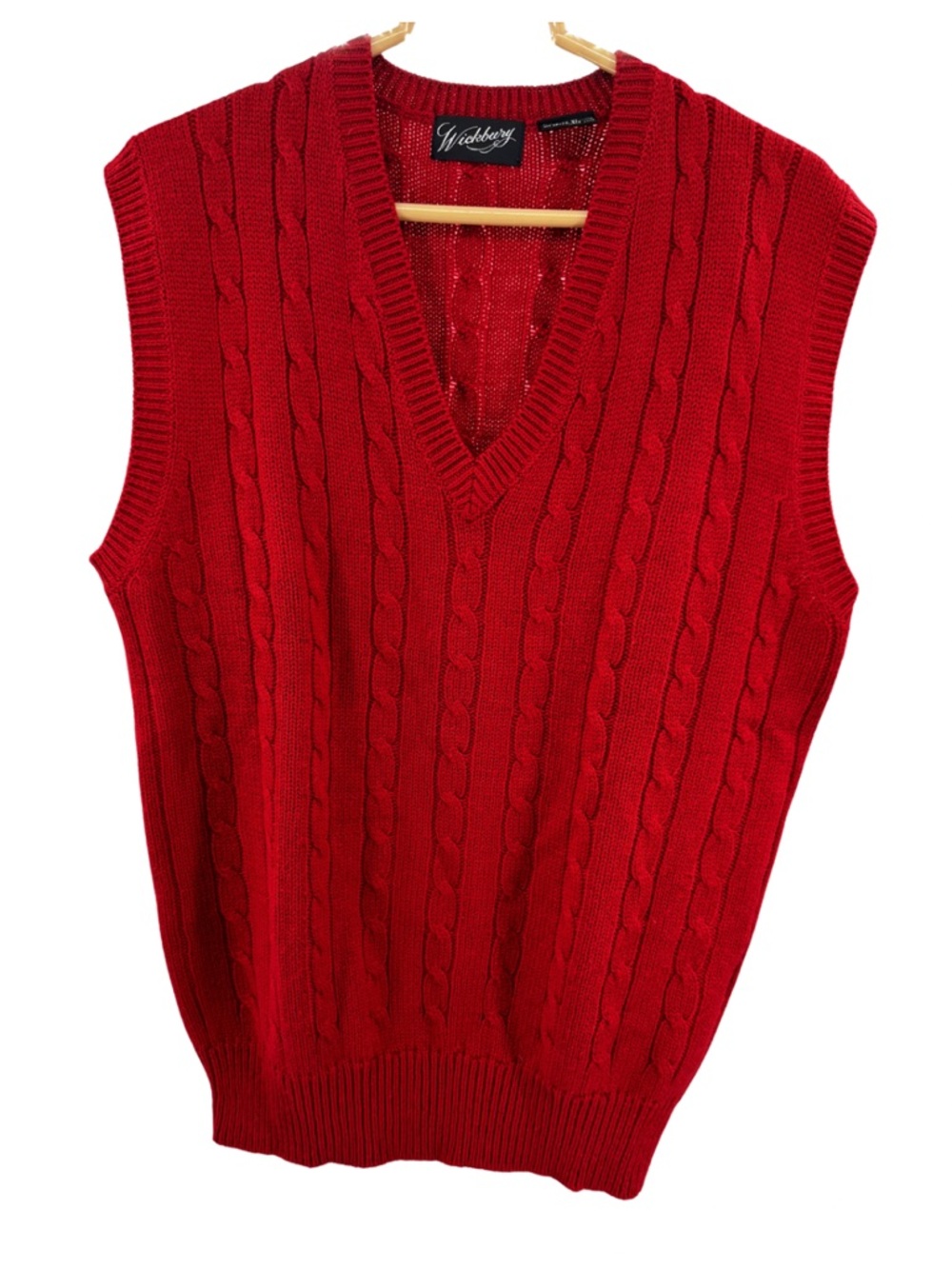 Men's Red Cable Knit V-Neck Sweater Vest casual preppy XL office holiday work